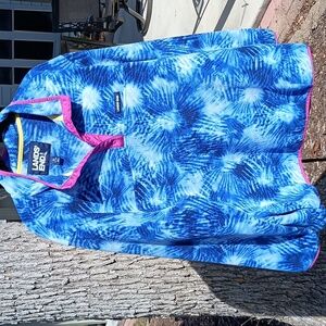 Lands' End Blue & Pink Tie-Dye Heritage Fleece Pullover 3x